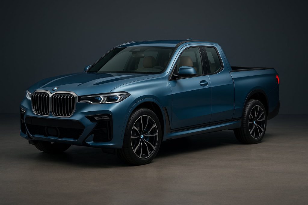 BMW X7 Pickup Truck 2026 Exterior Design in Metallic Blue