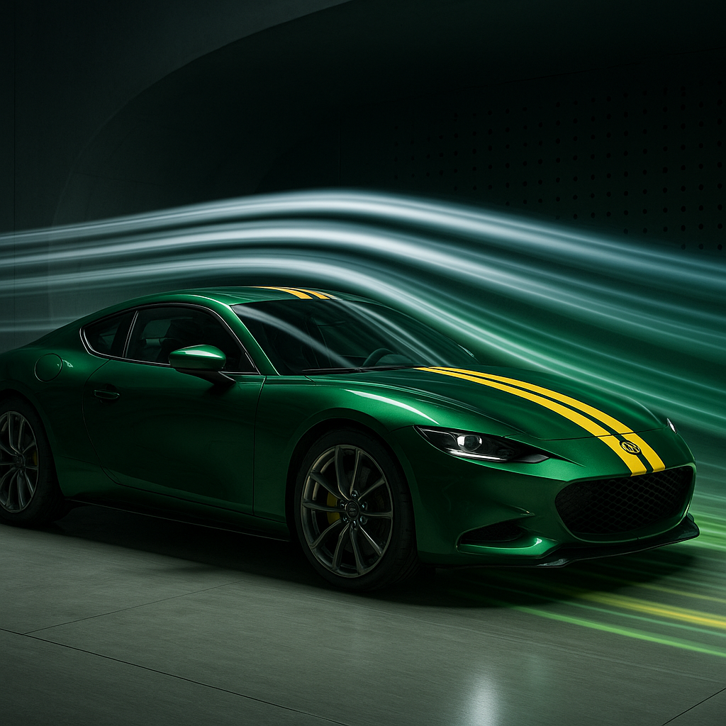 Wind tunnel simulation Green + Yellow stripe