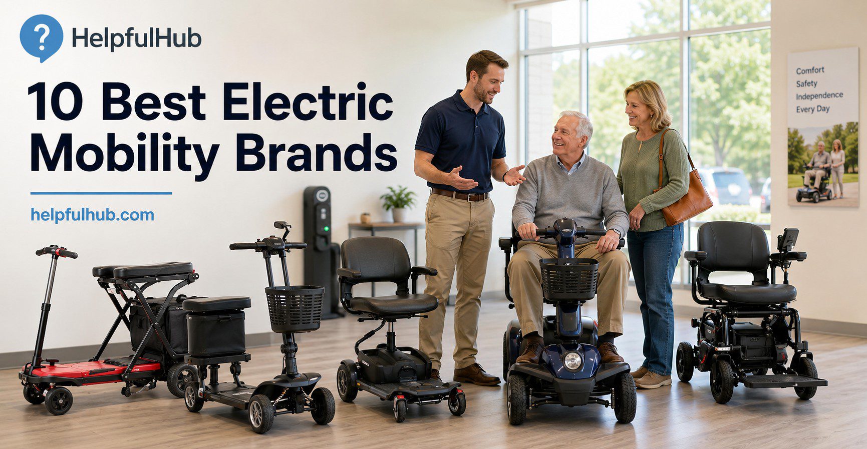 10 best electric mobility brands in US comparison showroom with scooters and power chairs