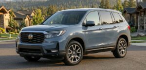 Full exterior view of the 2026 Honda Passport in an American lifestyle environment