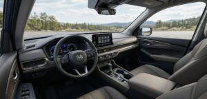 Interior view of the 2026 Honda Passport SUV in a modern USA setting