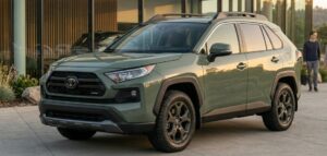 2026 Toyota bZ Woodland front view in premium forest green color