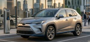 2026 Toyota C-HR EV front view in premium silver color