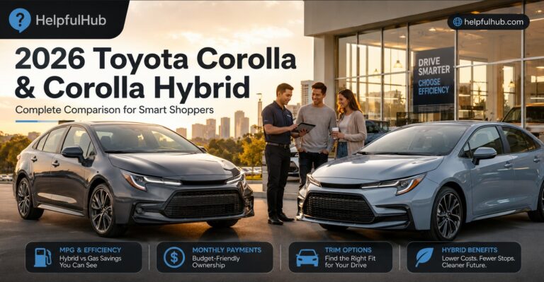 2026 Toyota Corolla and Corolla Hybrid compact sedan comparison at a US dealership