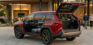 2026 Toyota Highlander BEV interior and rear cargo area view for three row electric SUV buyers