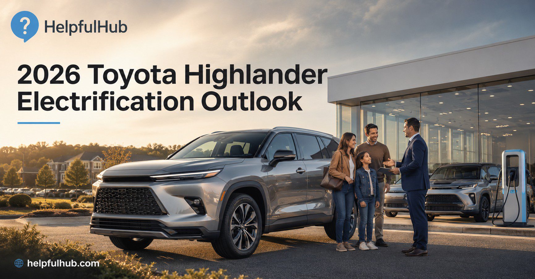 2026 Toyota Highlander electrification outlook family SUV scene with hybrid and EV buying context