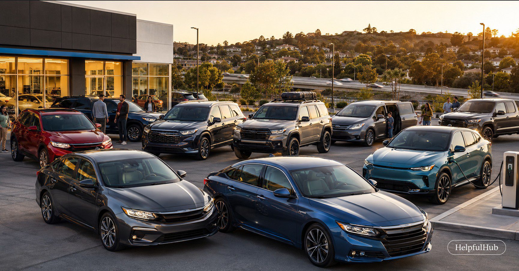 Honda-inspired vehicle lineup at a modern United States dealership