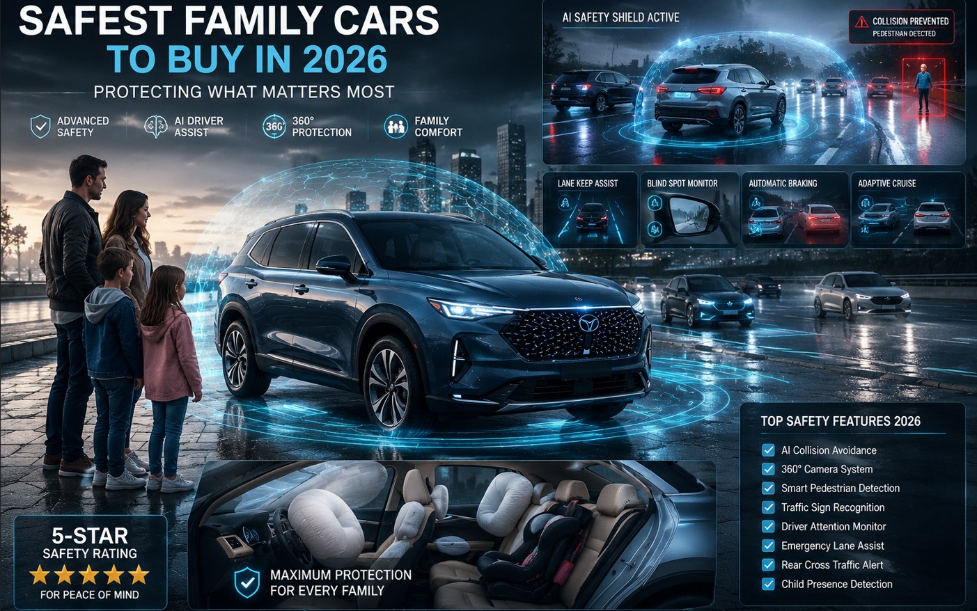 Smart tips before buying a new car 2026 featuring futuristic electric and hybrid vehicles